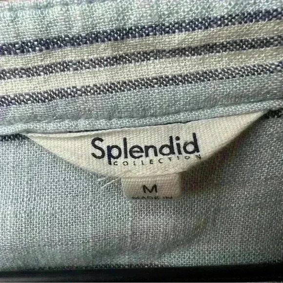 Splendid Women’s Striped V-Neck Collared Blouse Size Medium - Picture 10 of 12